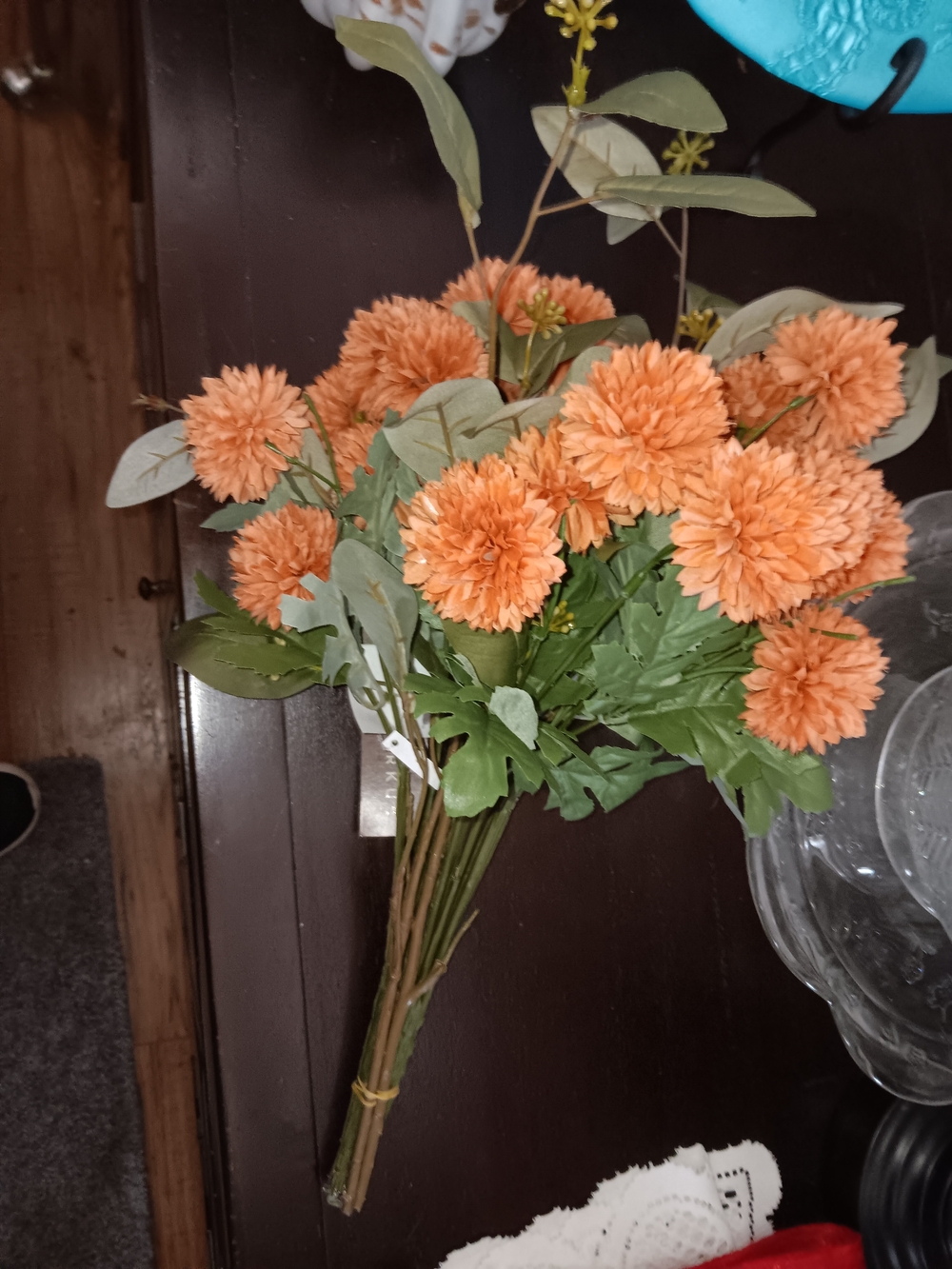 Nate Berkus Orange Faux Dahlia Bouquet